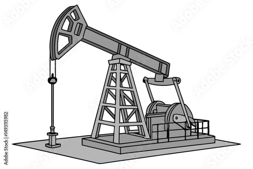  oil pumpjack, industrial machinery, crude oil extraction, energy industry, resource production, metal structure, isolated on transparent background