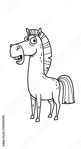 Whimsical equine portrait with goofy grin