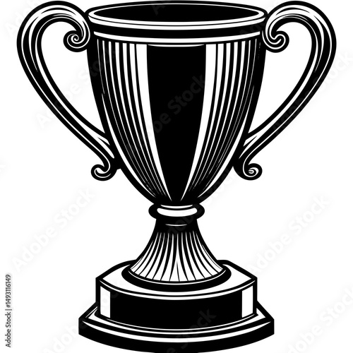 Classic black and white winner trophy illustration