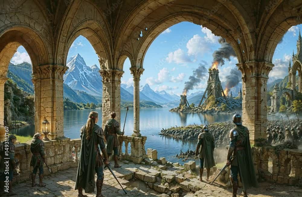 Attack on the elven castle, siege of the orc army