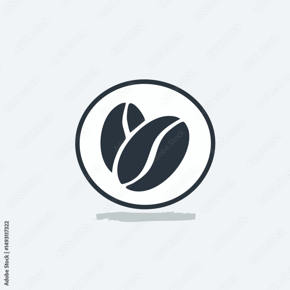 Minimalist Vector Coffee Beans Icon with Simple Black Outlines on White Background – Modern Flat Style Minimalist Vector Coffee Beans Icon with Simple Black Outlines on White Background – Modern Flat Style