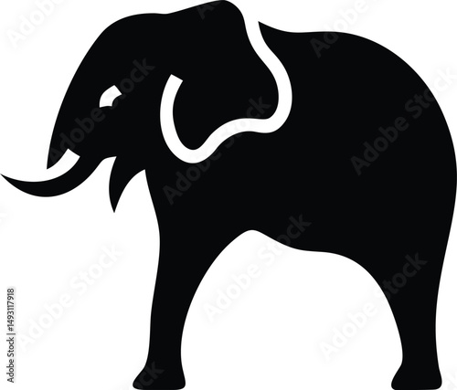 Elephant Black Silhouette Icon