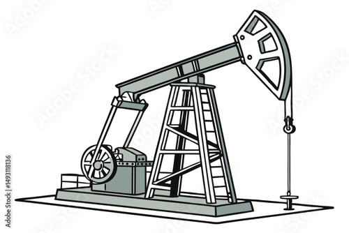  oil pumpjack, industrial machinery, crude oil extraction, energy industry, resource production, metal structure, isolated on transparent background