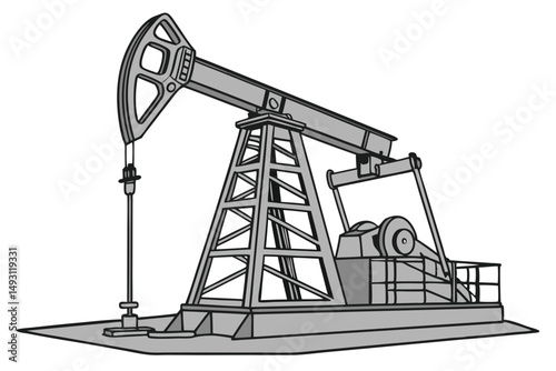  oil pumpjack, industrial machinery, crude oil extraction, energy industry, resource production, metal structure, isolated on transparent background