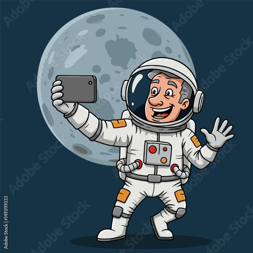 An astronaut teaching space science to children via video call.