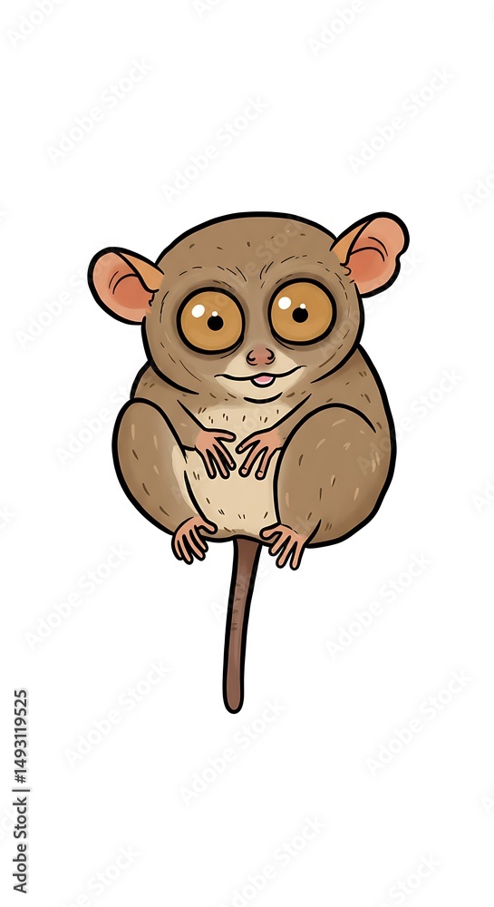 Fototapeta premium Wideeyed tarsier holding on with tiny hands