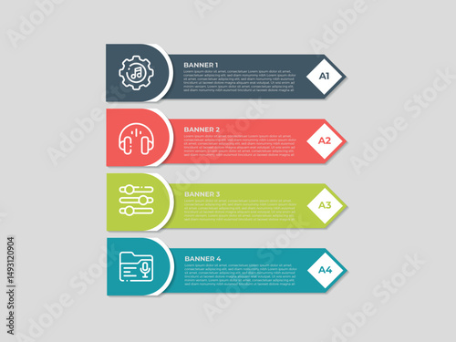 Vector infographic label design with circle infographic template design and 4 options or steps. Can be used for process diagram, presentations, workflow layout, banner, flow chart, info graph.