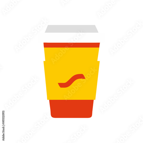Flat style illustration of a disposable takeaway coffee cup, ideal for caffeine, café, or morning beverage-related design concepts.
