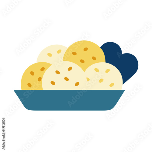 Flat Illustration of Falafel Balls in Bowl
