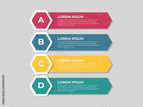 Process business infographic thin line with square template design with icons and 4 options or steps.