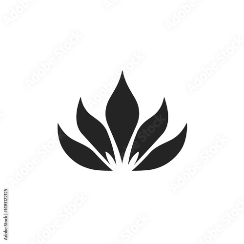 Stylized black lotus flower icon representing beauty, purity, and spirituality