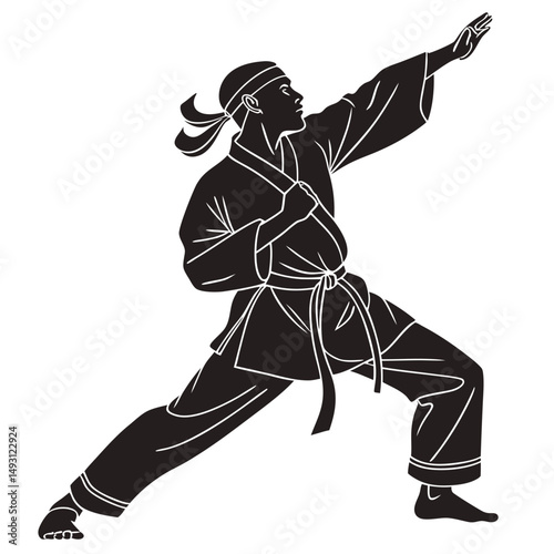 martial art Vector or karate silhouettes vector illustration Japan and China traditional martial art. self-defense presentation symbols. body poses icons. Karate poses signs