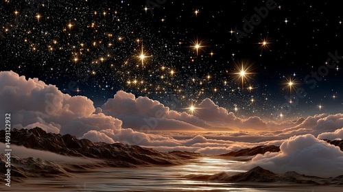 Celestial cloudscape panorama