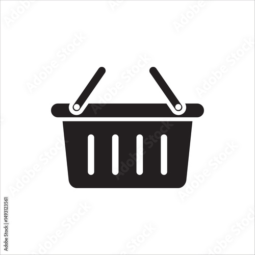 Shopping Basket icon. E-shop concept, shopping basket icon sign, pictogram supermarket basket ,store container. Vector illustration isolated on white background. 
