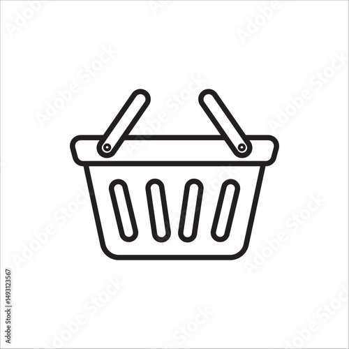 Shopping Basket icon. E-shop concept, shopping basket icon sign, pictogram supermarket basket ,store container. Vector illustration isolated on white background. 