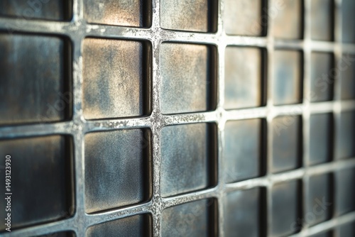 Sleek metallic grid pattern with a modern industrial feel.