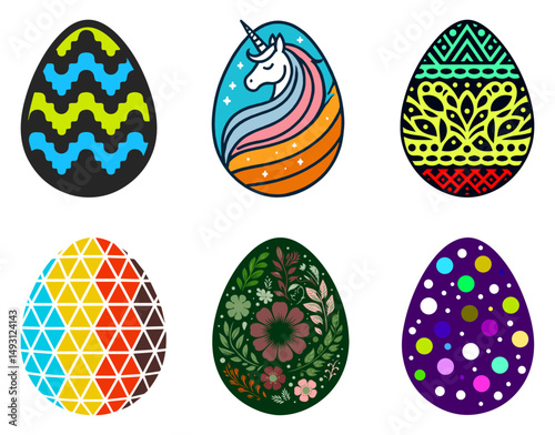 set of colorful easter eggs in vector