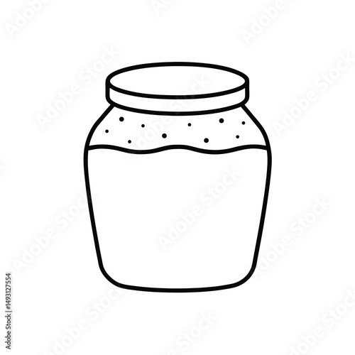 Chia pudding jar Black line drawing