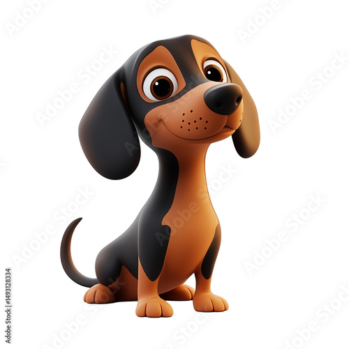 3d rendering icon dog illustration PNG. cartoon minimal style puppy on transparent isolated background.