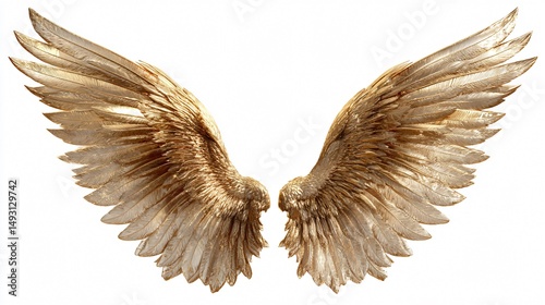 Elegant Golden Wings on White Background for Creative Designs