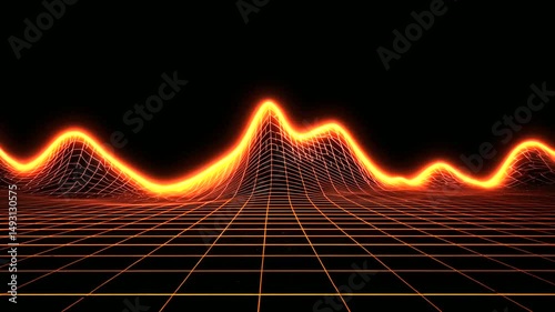 Glowing grid landscape