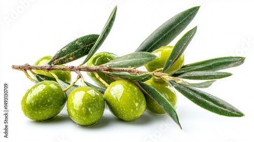 Wallpaper Mural Fresh Green Olives on Branch: Close-up View Torontodigital.ca