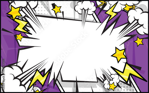 Pop art comic background with popart colors and empty space in the middle