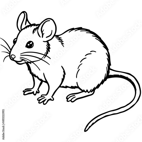Cute mouse line art illustration for coloring