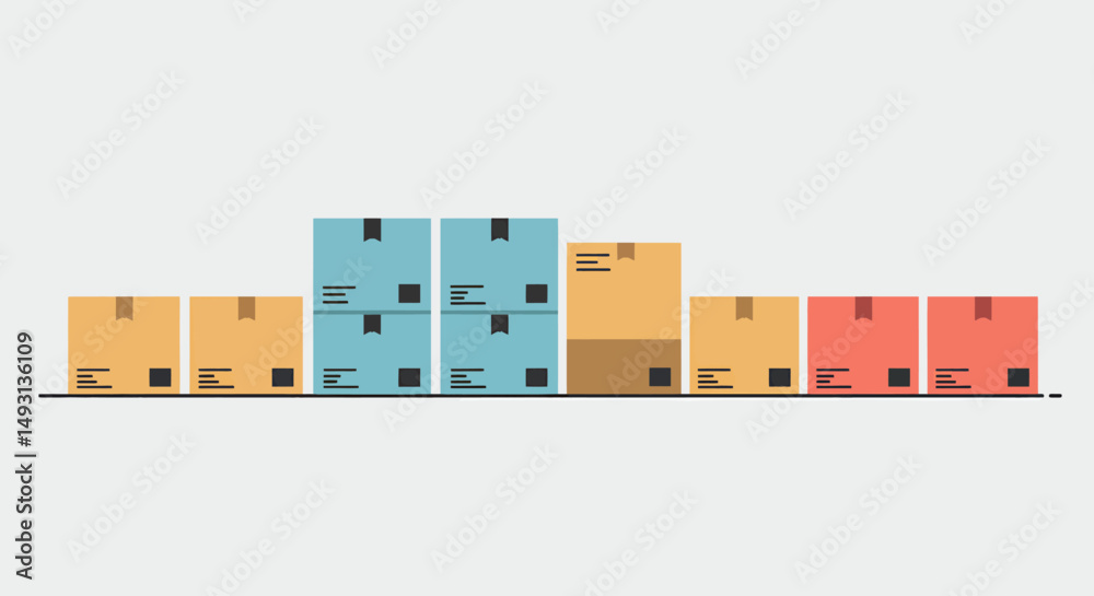 Obraz premium Stacked Colorful Cardboard Boxes Illustration