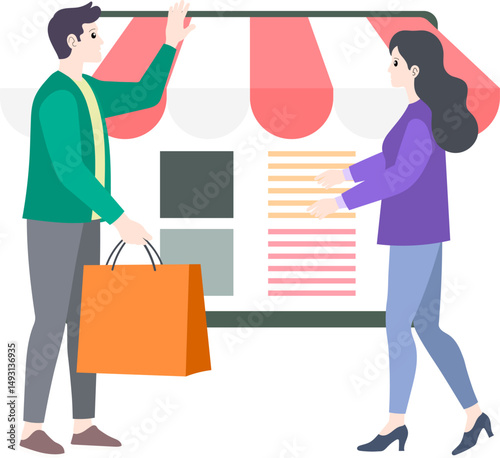 Courier Delivering Online Shopping Order to Customer
