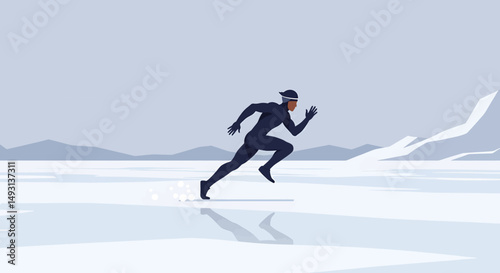 Pixel Art Runner On Ice