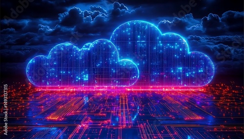 Futuristic cloud computing concept