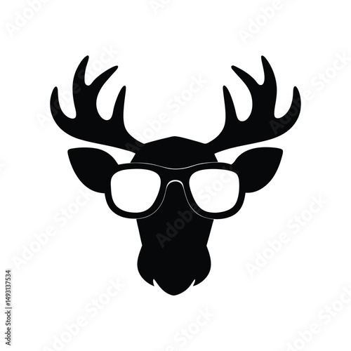 moose head with sun glass vector illustration 