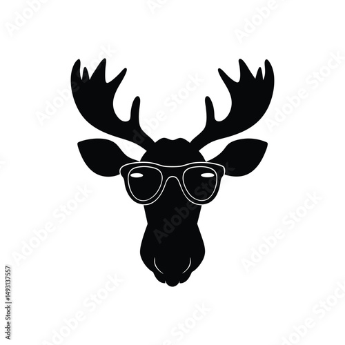moose head with retro glass vector illustration  photo