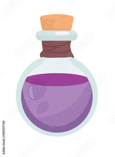 Magic potion, Halloween. Flat vector, clipart illustration isolated on white background.