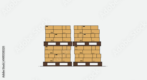 Stacked Cardboard Boxes On Pallets Pixel Art Illustration
