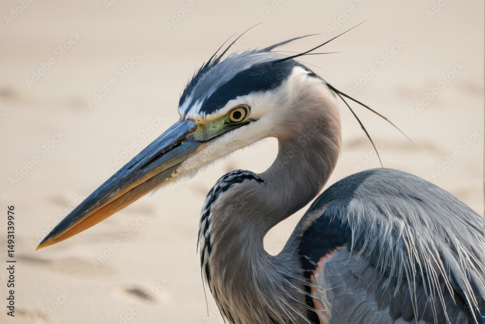 Fototapeta premium A close-up shot of a bird perched on the sand at the beach