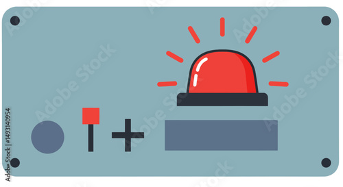 Pixel Art Control Panel With Red Emergency Light
