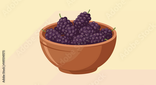 Pixel Art Bowl Of Blackberries