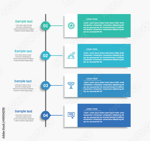 Business vector infographic template with 4 steps. Can be used for workflow layout, diagram, annual report, web design	
