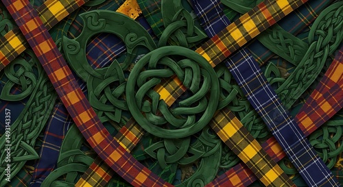 Celtic knots and plaids intertwine artistically