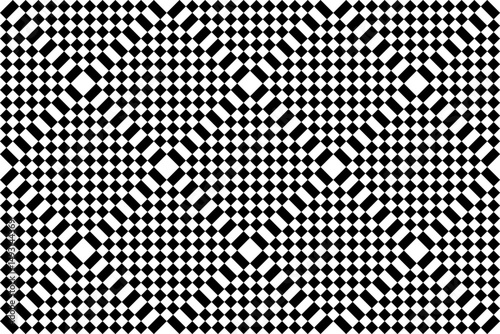 Abstract Seamless Geometric Checked Black and White Pattern.