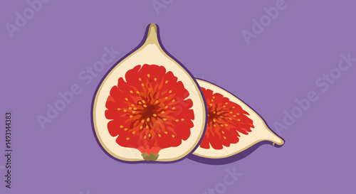 Pixel Art Fig Slices On Purple Background
