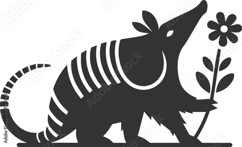 Vector drawing animal silhouette of a armadillo