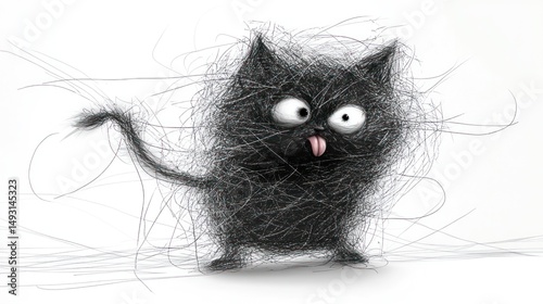Fuzzy, silly cat illustration