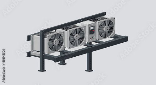 Industrial Cooling System Pixel Art Illustration