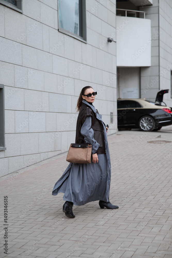 Naklejka premium Fashion photo, Street style fashion. Professional model.