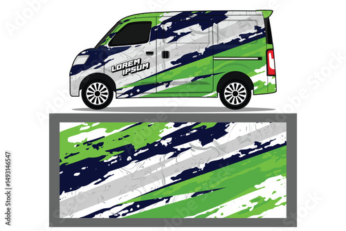 Car van Wrap design for company, decal, wrap, and sticker. abstract stripe background kit designs for van wrap vehicle EPS 10 