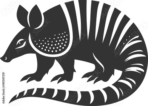 Vector drawing animal silhouette of a armadillo
