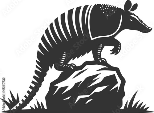 Vector drawing animal silhouette of a armadillo